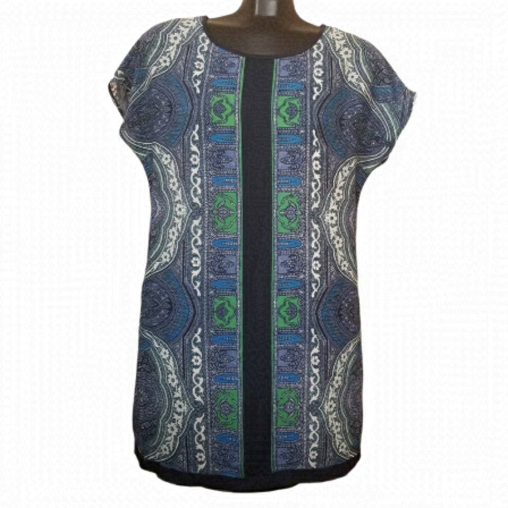 Kut from the Kloth Blue & Green Patterned Size 4 Mini Dress